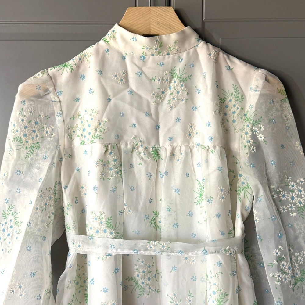 Pussycat Carla Jane Vintage 70s Victorian Prairie Floral Lace Maxi Dress,Cream,S - Picture 10 of 12